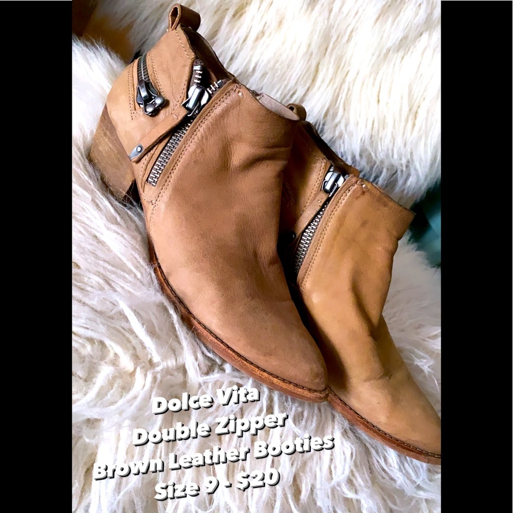 Dolce Vita Leather Double Zipper Booties